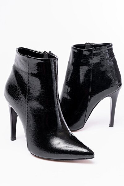 Aymood VRT-4802 Чорні крокодилові жіночі черевики на високих тонких підборах із застібкою-блискавкою