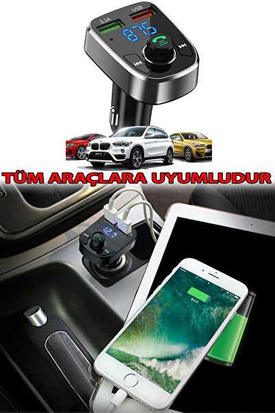 Factorial Bluetooth Araç Kiti Fm Transmitter Cihazı Oto Çakmaklık Şarj Soketi Araba