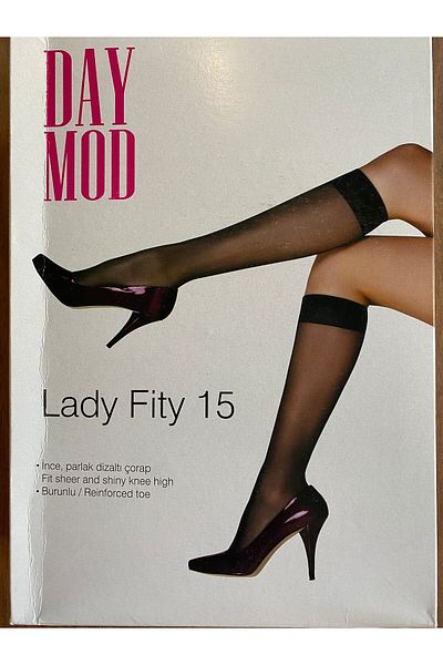DAYMOD ÇORAP Дамски тънки лъскави чорапи от тюл под коляното, размер Lady Fit, 15