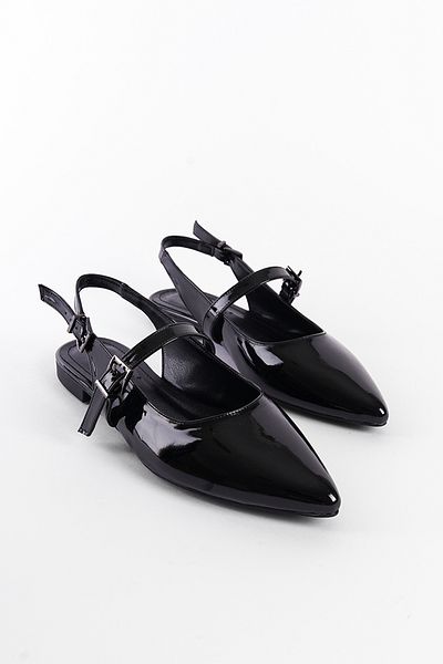 Capone Outfitters Ballerinas für Damen mit spitzer Spitze, Schnallendetail und offener Rückseite