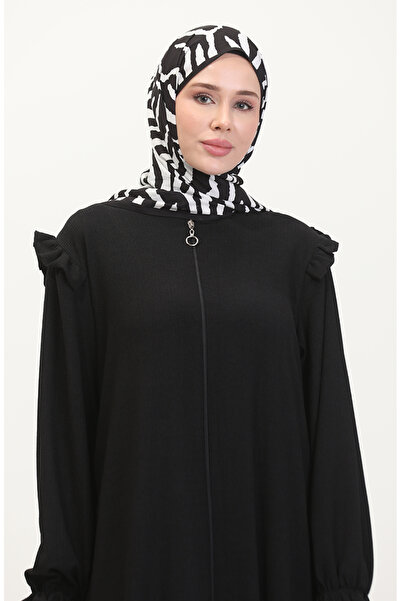 sefamerve Black Frilly Ferace - model 1055-02