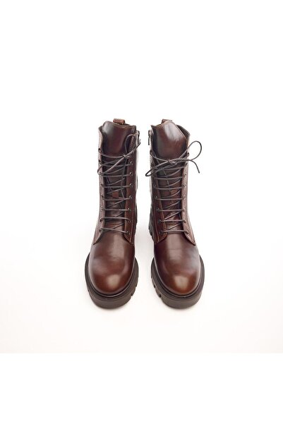 derinet Hakiki Deri Fermuarlı Kadın Bot