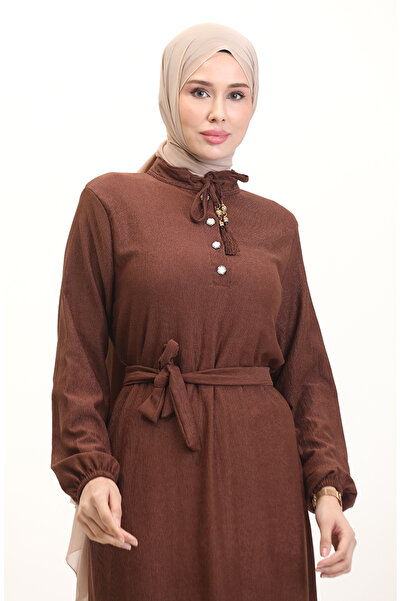 sefamerve Φόρεμα Judge Collar Buttoned 5025-02 Tan