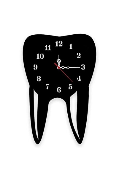 Genel Markalar Diş Şeklinde Ahşap Dişçi Diş Hekimi Duvar Saati
