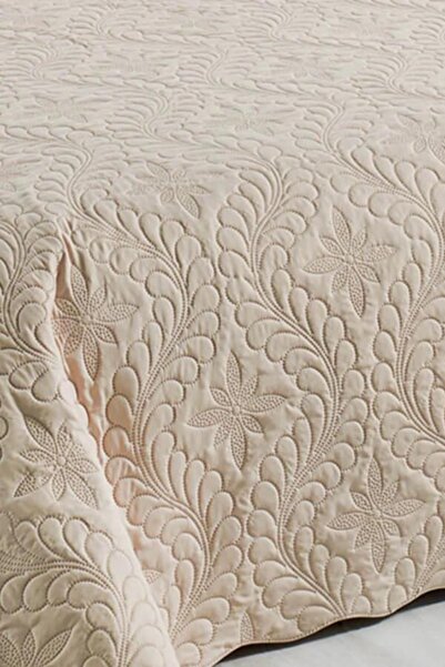bursa çeyiz Çift Kişilik 3 Parça Sarmaşık Desen Microfiber Kapitone Rose Tek Renk Yatak Örtüsü