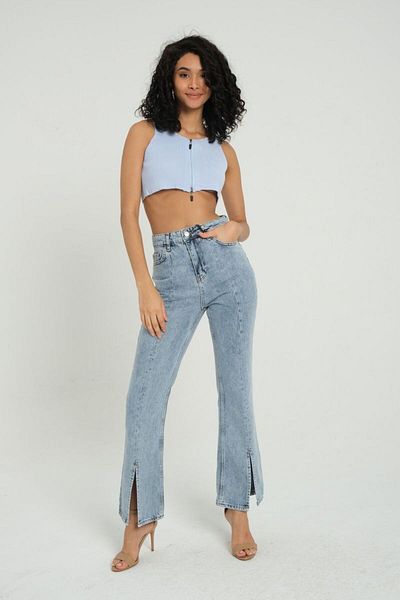 Hiccup Crop top cu fermoar tricotat cu decolteu în V
