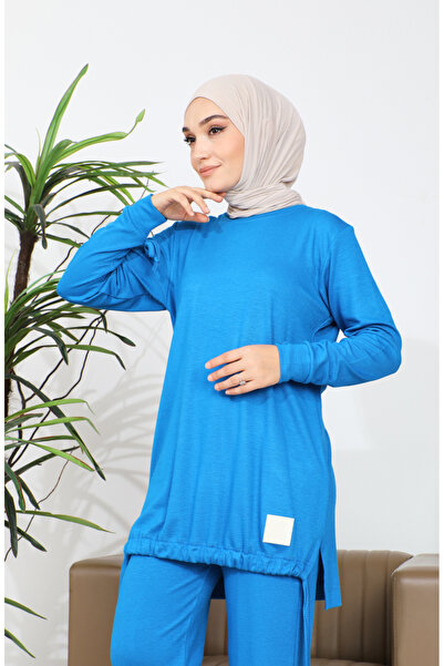 sefamerve 20039-01 Saks Camisole Tunic and Trousers Set