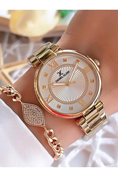 Daniel Klein ساعة يد نسائية مقاومة للماء بسلك فولاذي 30 طن + سوار BFG.1.10429.2