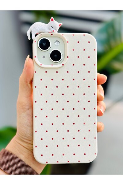 Go Aksesuar Iphone 13 - 14 Ve 15 Uyumlu 3d Oyuncaklı Puantiye Kedi Tasarımlı Esnek Silikon Kılıfı