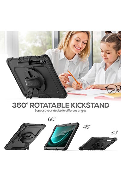 m.tk moveteck Galaxy Tab S9 Fe Plus 12.4" Sm-X610 Compatible Tablet Case S Pen Pen Compartment Protective Straped Armor