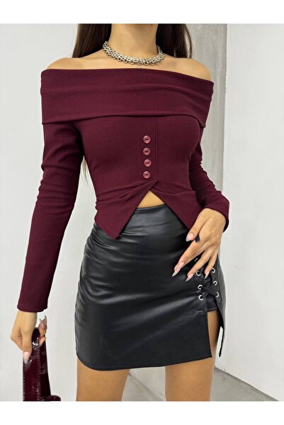 BİKELİFE Women's Ottoman Fabric Madonna Collar Buttoned Blouse