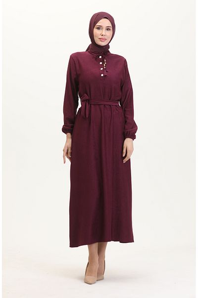 sefamerve Φόρεμα Plum Judge με γιακά με κουμπιά - 5025-01