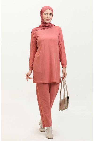 sefamerve Set de tunică și pantaloni Dusty Rose Bürümcük - 20011-01