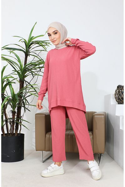 sefamerve Set tunică și pantaloni Dusty Rose Bürümcük - 20036-04