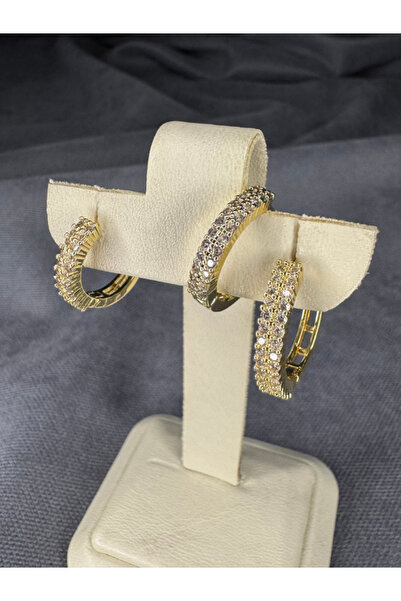 Sharley أقراط من الفولاذ الذهبي مرصعة بالأحجار