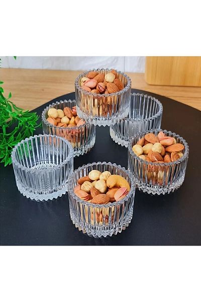 Çeyizci Çarşı Sultana 6 Piece Glass Snack Bowl Presentation Magnolia-Magnolia Bowl