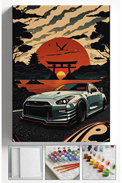 Sulepas Sayılarla Boyama Tuval Seti GTR ARABA  40X50 Numaralı Boyalar Ve Fırç...