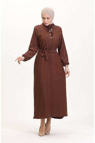 sefamerve Φόρεμα Judge Collar Buttoned 5025-02 Tan