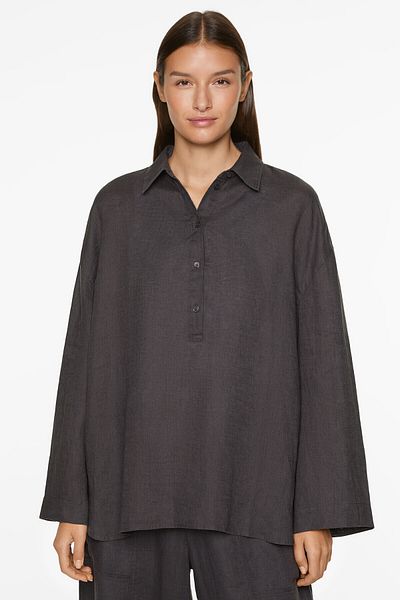 Oysho %100 keten oversize gömlek