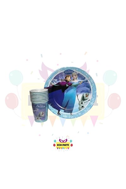 ECM PARTI Frozen Elsa Temalı Karton Tabak Ve Bardak Seti 8 Li - Doğum Günü Pa...
