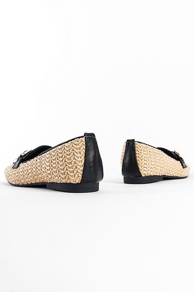 Capone Outfitters Γυναικεία Loafer Γυναικεία Παπούτσια από Γνήσιο Δέρμα με Ψάθινη Πόρπη