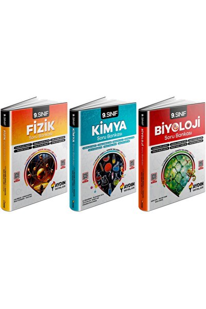 Aydın Yayınları Aydın 2025 9. Sınıf Fizik + Kimya + Biyoloji Soru Bankası Set...