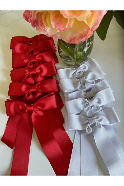 MADE BY PERİ Double Bow from the Ribbon, Child with the Tail, Adult Back Clip Buckle.