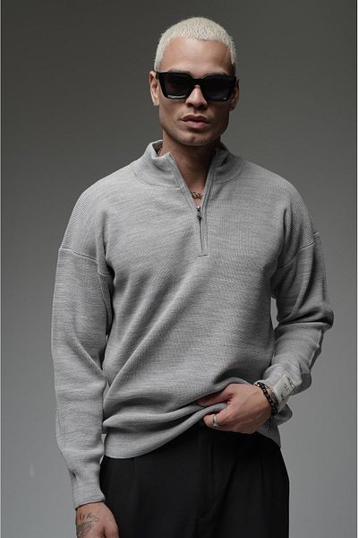 Butik Oversize Knitwear Sweater with Half Zipper