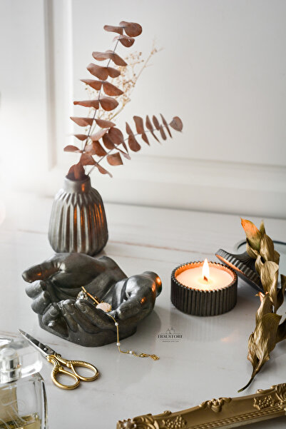 ersu store Özel Tasarım Vazo Kapaklı Doğal Soya Wax Mumluk Organizer El Obje ...