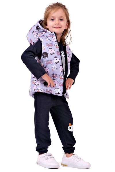 TRENDİMİZBİR Cat Patterned Lilac Set - Baby Girl Cute
