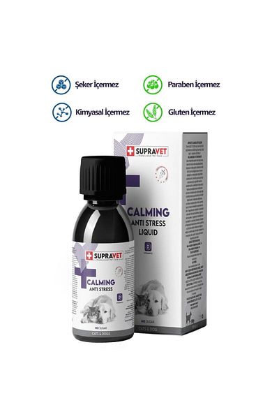 Supravet Calming Anti Stress Liquid Calming Drops for Cats and Dogs 100 ml - Petshopundan