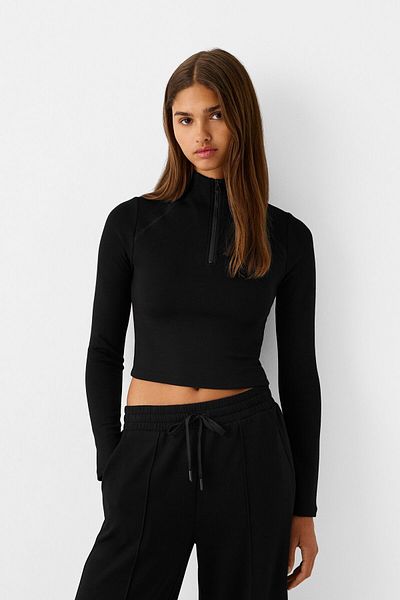 Bershka Soft touch sweater with zip