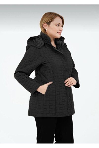 GLR&GYM OKŞAN BÜYÜK BEDEN KADIN İÇİ TÜYLÜ KAPİTONE MONT