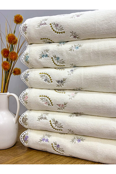 AYHANHOME 6 Adet Fransız Güpür İşlemeli Çeyizlik 30x50 Kadife Mutfak Havlusu