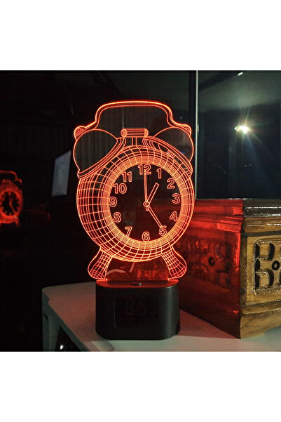 UpWay UpVay 3D İllüzyonlu RGB Işık Animasyonlu Çalar Masa Saati Gece Lambası