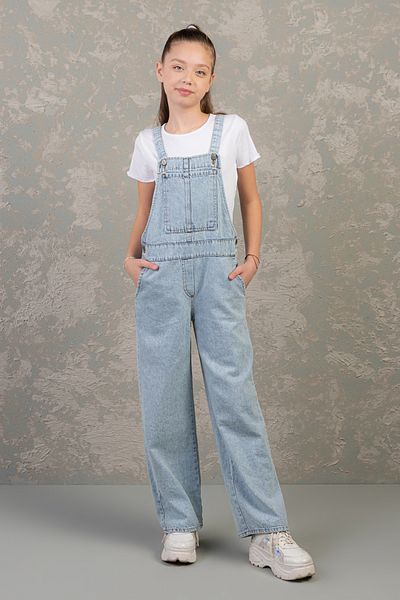 DMB BOYS & GIRLS Salopetă confortabilă cu picior lat, denim, salopetă pentru fete