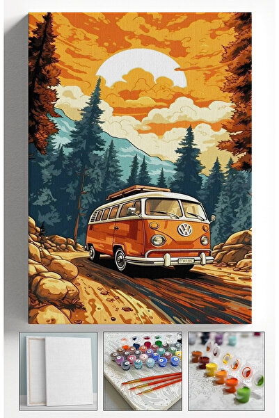 Sulepas Sayılarla Boyama Kasnaklı Tablo Seti Fırça Boya Dahil 40x50 TURUNCU V...