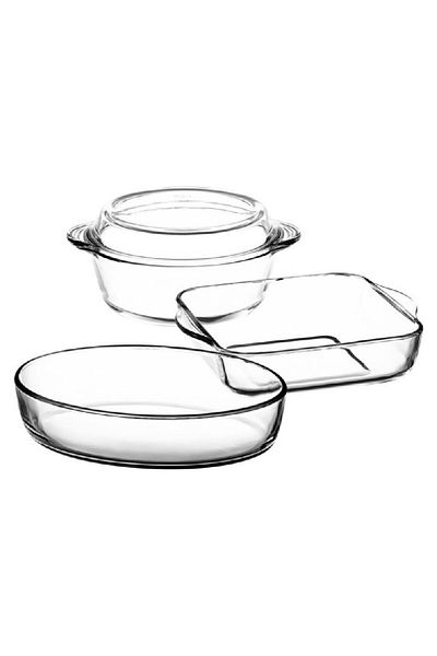 Paşabahçe 159071 Pyrex Pot and Tray Set Set of 3 4 Pcs.