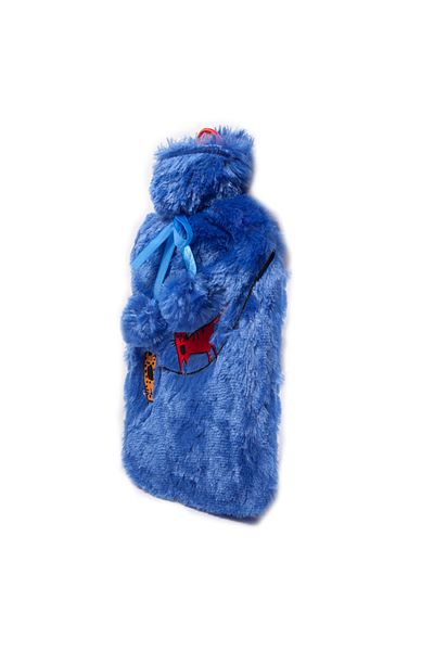 Biggdesign Biggdesign Cats Blue Hot Water Bottle with Soft Plush Cover 68 OZ