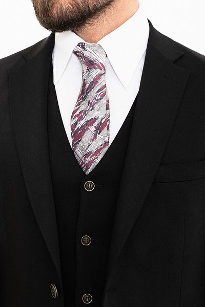 Mcr Straight Slim Fit Mono Collar 8 Drop Classic Men's Suit Black - 45307.24Y