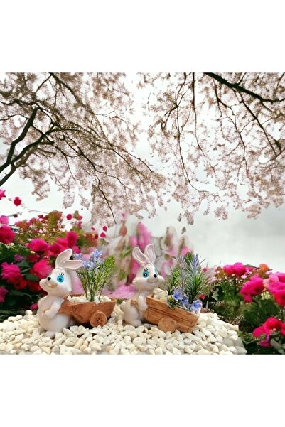 TAŞDEVRİLIFE Tavşan figürlü saksı ve küllük ikili set