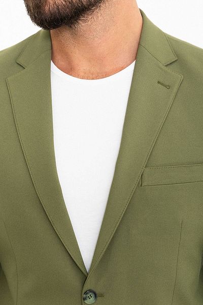 Mcr Straight Slim Fit Mono Collar Men's Jacket Khaki - 40360.24Y