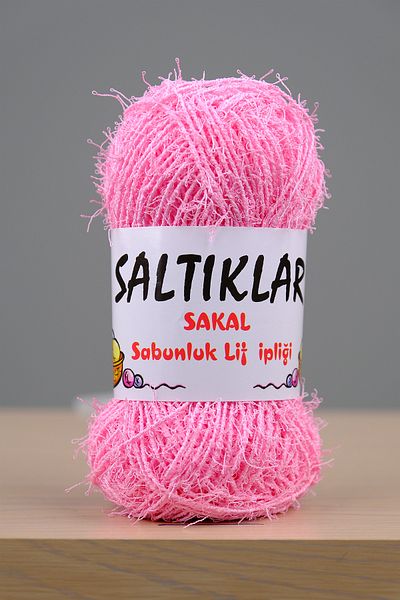 SALTIKLAR Beard Soap Dispenser Loofah Yarn - Premium Pouch and Soap Dispenser Loofah 100Gram/85M Baby Pink-14