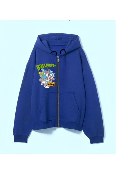 MAYDAY CULTURE Bugs Bunny Blue Regular Fit Straight Cut Unisex Jacket Hooded ...
