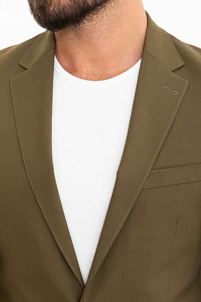 Mcr Straight Slim Fit Mono Collar Men's Suit Khaki - 45306.24Y