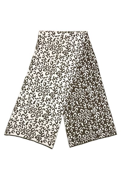 AXE SPORTSWEAR Winter Beige-White Soft Textured Leopard Patterned Double Sided Scarf Shawl