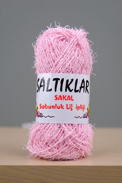 SALTIKLAR Beard Soap Dispenser Loofah Yarn - Premium Pouch and Soap Dispenser Loofah 100Gram/85M Powder Pink-13