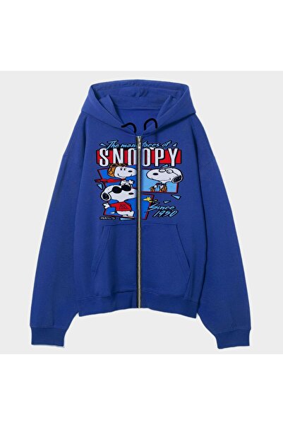 MAYDAY CULTURE Snoopy Blue Unisex Y2K Grunge Jacket - Hooded, Zippered Regula...