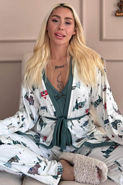 Pijamaevi Λευκό Σετ Γυναικείες Πυτζάμες με Θερμικό Σπίτι