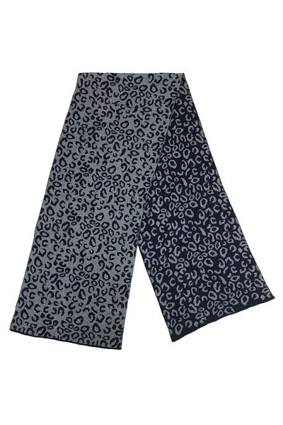 AXE SPORTSWEAR Women's Winter - Navy/Grey Soft Texture, Double Sided Leopard Pattern Shoulder Shawl